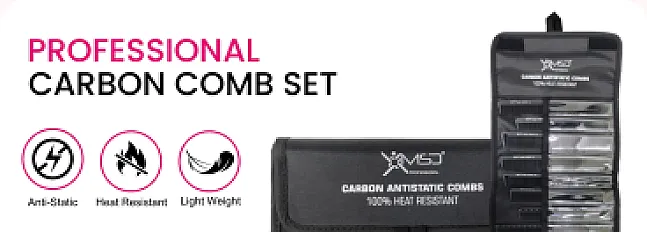 Professional Carbon Antistatic Comb Set – 13 Pieces with Roll Case