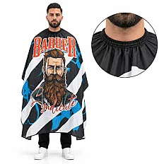 Barber Syndicate Cutting Cape – Electric Blue Stripe Bearded Barber