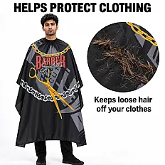 Barber Syndicate Cutting Cape – Gold Chain & Scissors