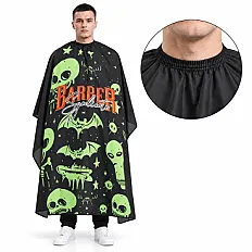 Barber Syndicate Cutting Cape – Halloween Skulls & Aliens